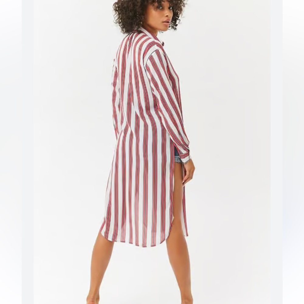 NWT Forever 21 Red, Ivory, Navy Striped Tunic Size M